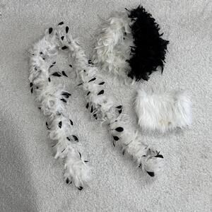 3 PIECE SET - Cruella Deville black & white costume accessories